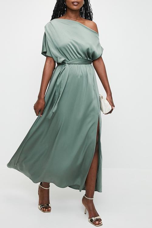 Slash neck maxi dress - laurel wreath