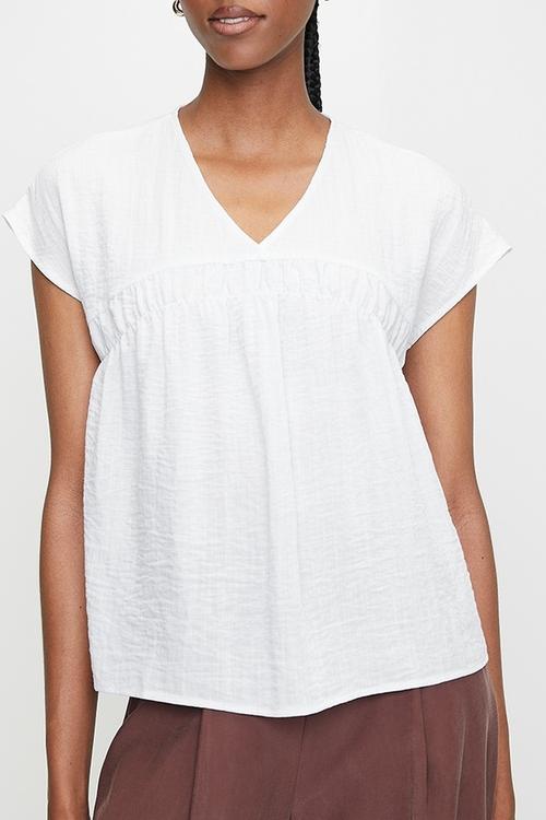 Co-ord shirred detail shell - white