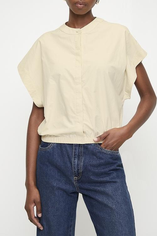 Grown on short sleeve notch neck shirt - stone