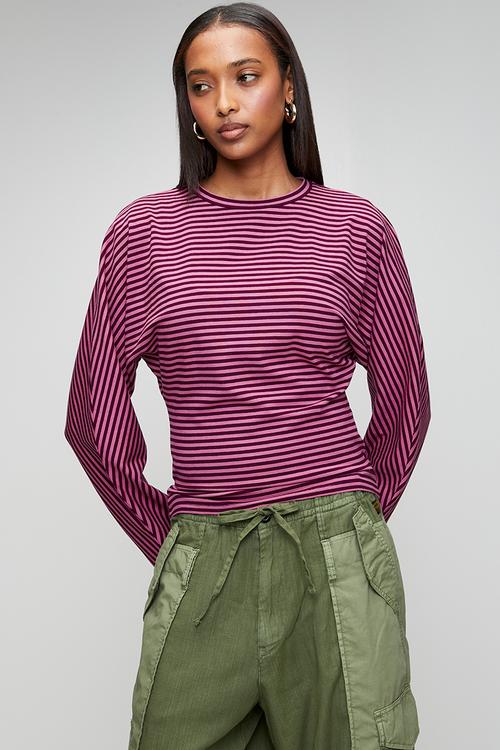 Blair Batwing Long Sleeve - Madi Stripe Blackberry Belle/Pink Berry
