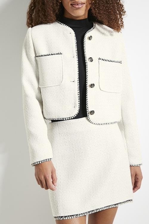 Co-ord tweed blaket stitch mini - milk tweed