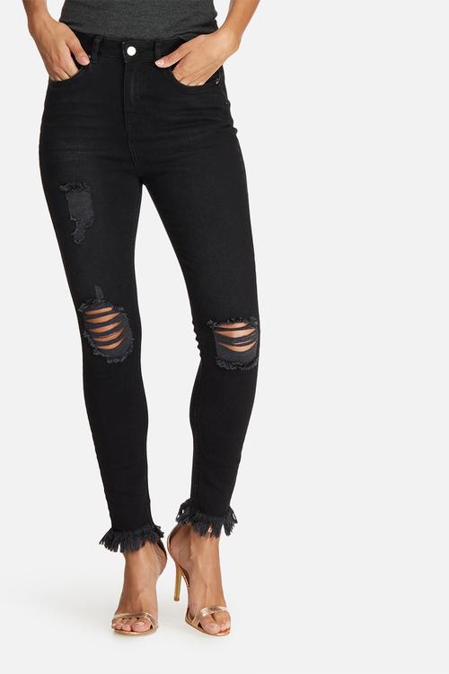 sinner highwaisted frayed hem skinny