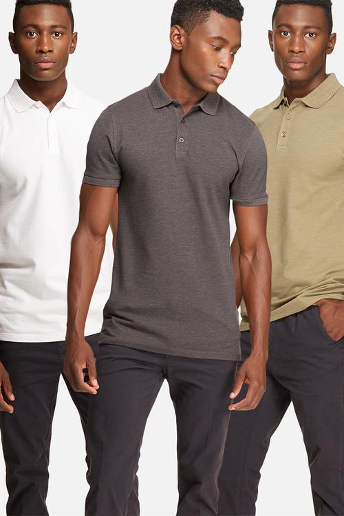 3 pack muscle fit polo