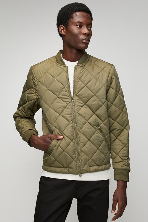 Regular fit quilted jacket - mud green
