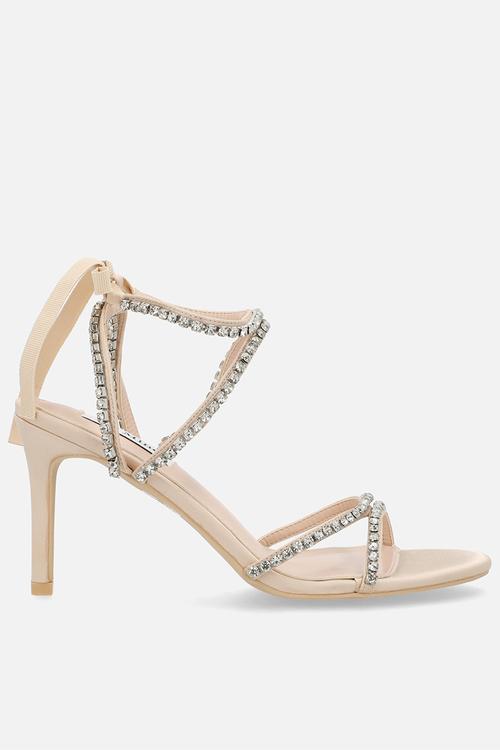 Jiana stiletto ankle strap heel - champagne satin