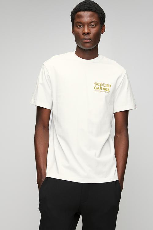 T-shirt with lettering - natural white