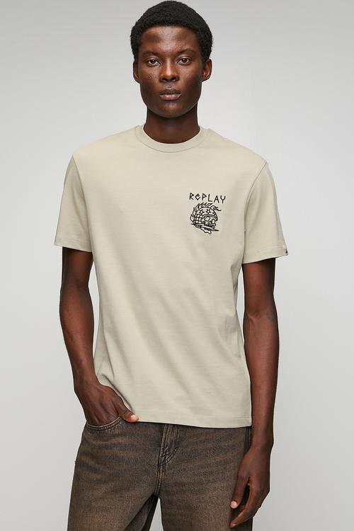 T-shirt with embossed-effect embroidery - sand