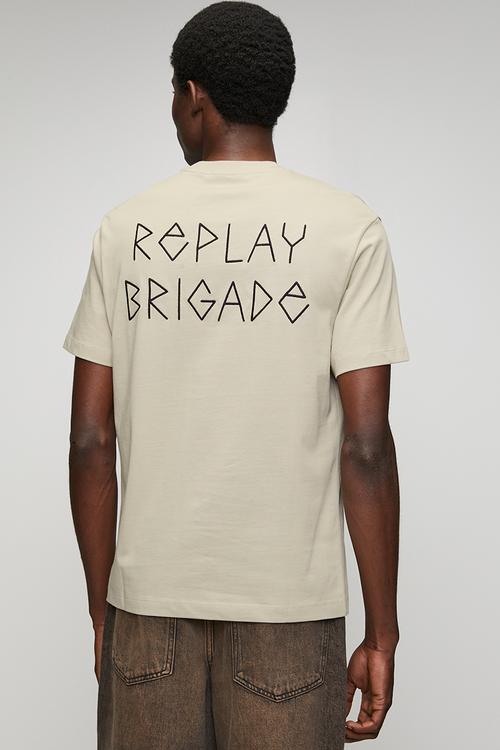 T-shirt with embossed-effect embroidery - sand