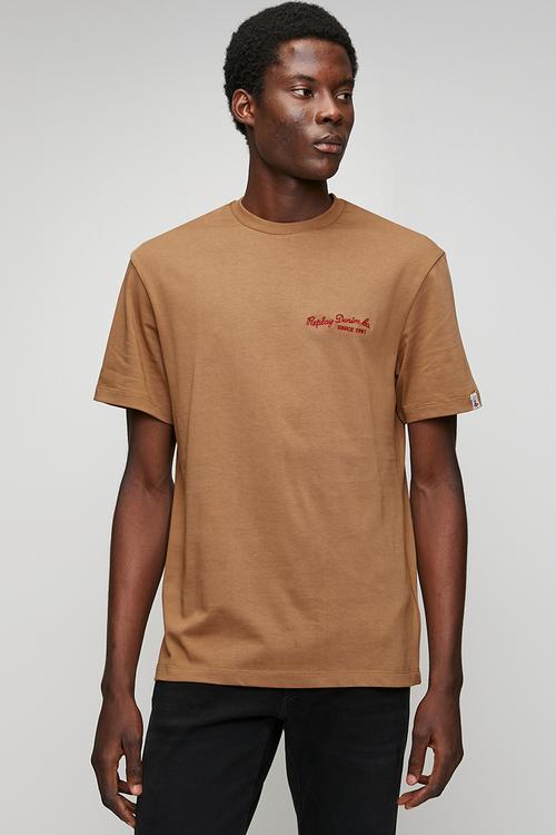 Jersey T-shirt with embroidery - brandy