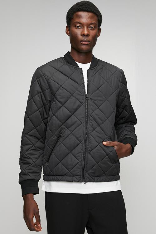 Regular fit quilted jacket - black