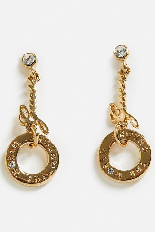 Around The World Disc With Logo Earrings - Gold