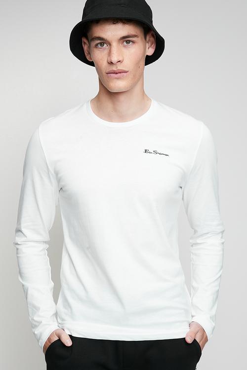 Essential Crew Neck Long sleeve Tee Shirt - White