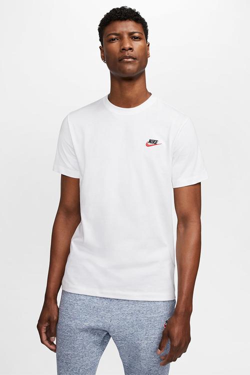Nike sportswear club short sleeve tee - white/black/university red