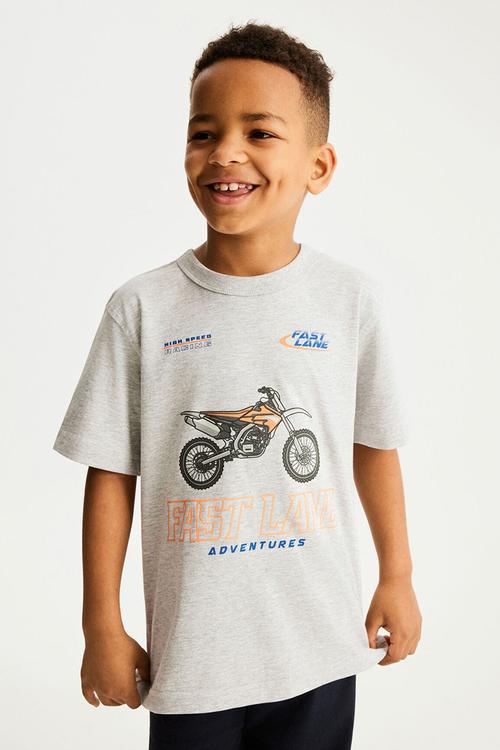 Essentials Graphic Short Sleeve Tee -  Grey Marle/Fast Lane