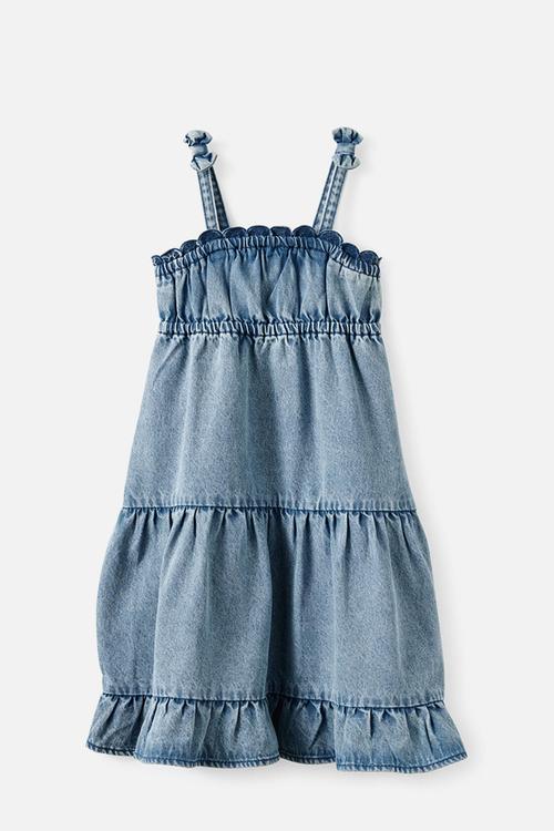 Sleeveless Denim Tiered Dress - Airlie Light Blue