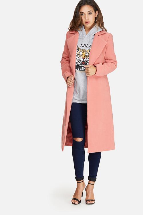 Longline faux wool duster coat