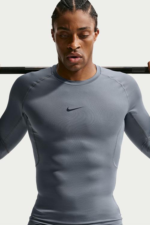 Pro Dri-FIT Tight Long-Sleeve Fitness Top - Smoke Grey/Black