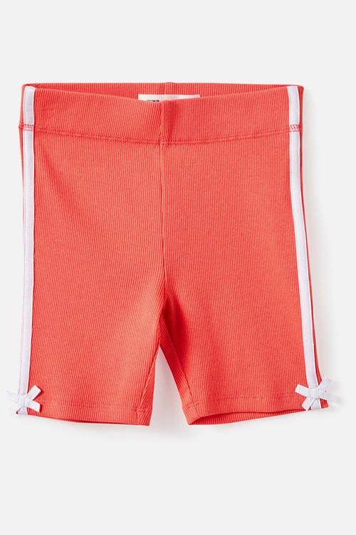 Essential Bike Short  -  Coral Red/Bows