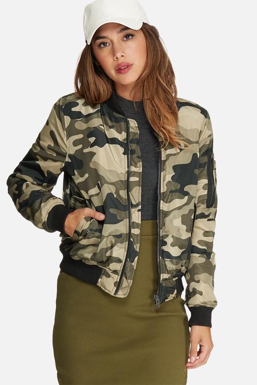 Padded bomber jacket camo