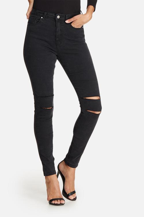 Sinner highwaisted double slash skinny jeans