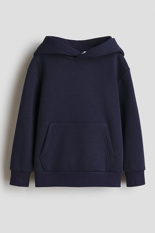 Brushed-inside hoodie - navy blue