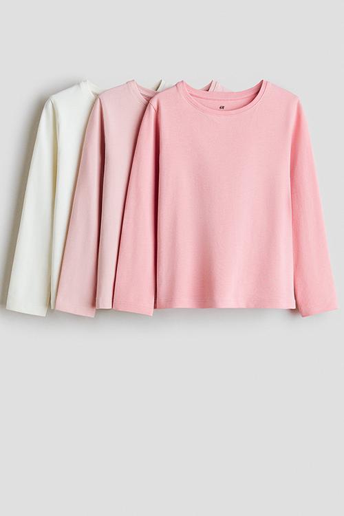 3-Pack long-sleeved tops - pink/white