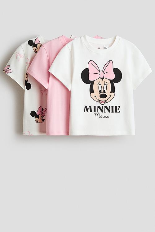 3-Pack printed jersey tops - white/minnie mouse