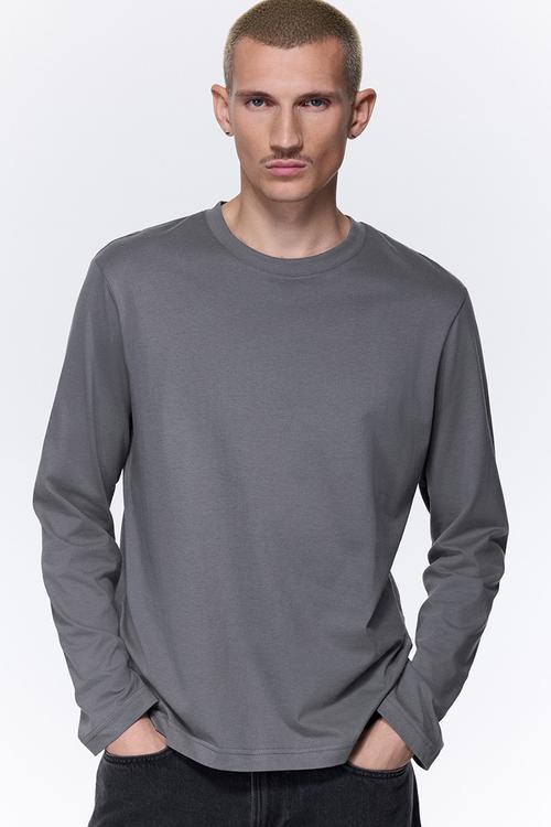 Regular fit jersey top - grey