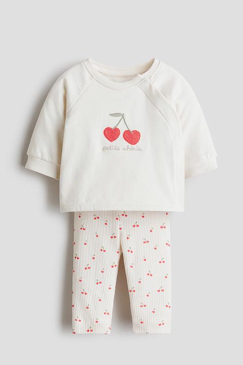 2-Piece cotton set - white/petite cherrie