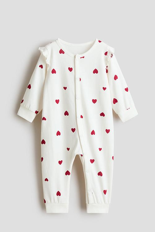 Patterned sleepsuit - white/hearts