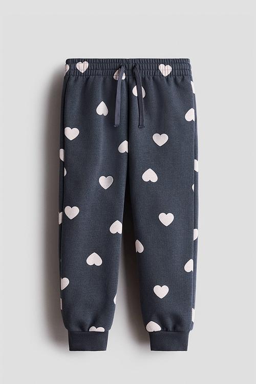 Brushed-inside joggers - dark grey/hearts