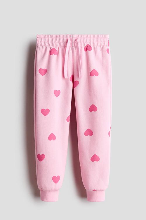 Brushed-inside joggers - pink/hearts