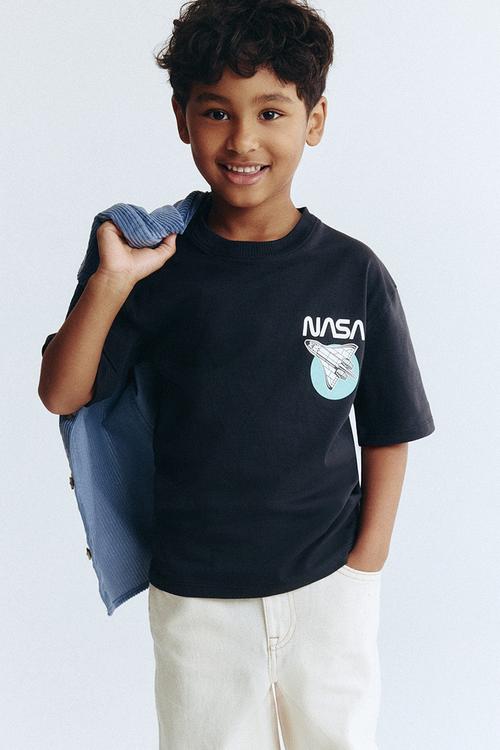 Printed T-shirt - black/nasa
