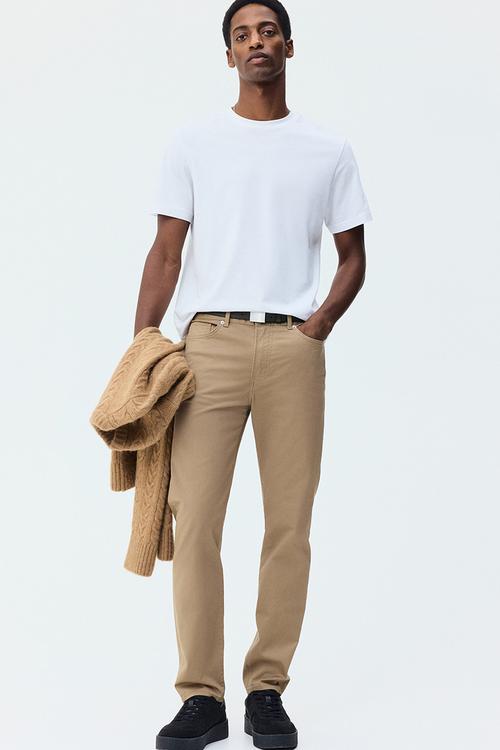 Slim fit 5-pocket trousers - beige