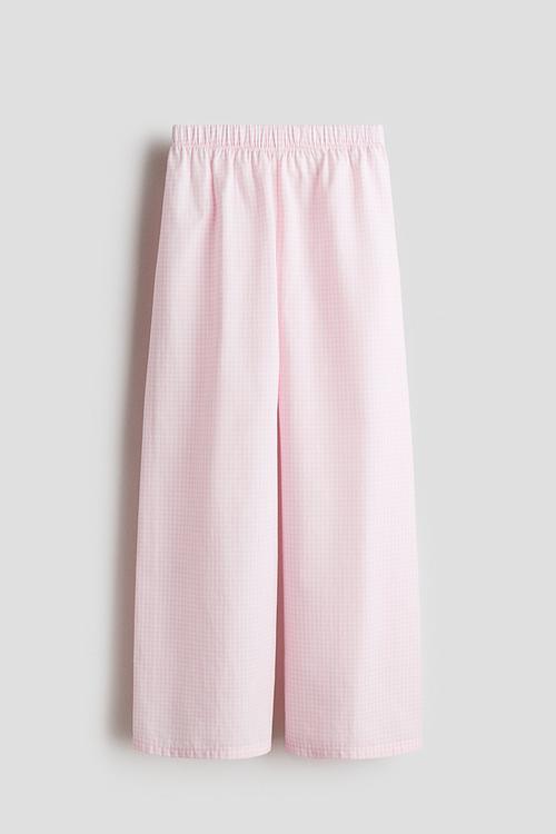 Cotton pyjama bottoms - light pink/gingham check