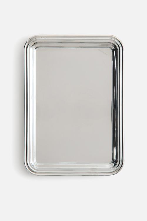 Rectangular stainless steel tray - silver-coloured