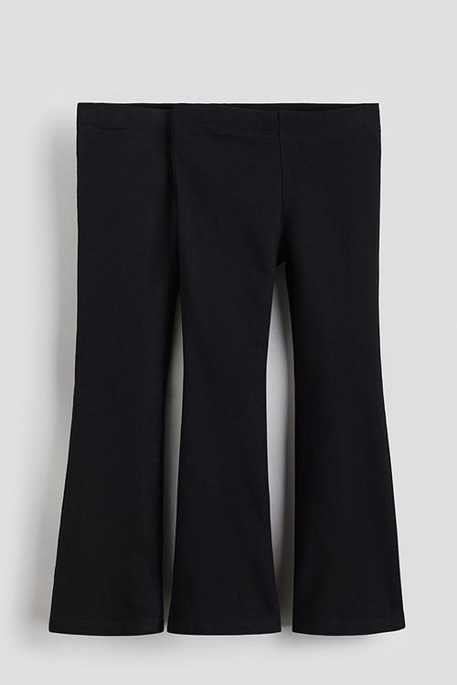 2-pack flared jersey leggings - black