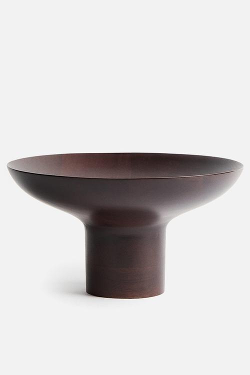 Footed serving bowl - dark brown