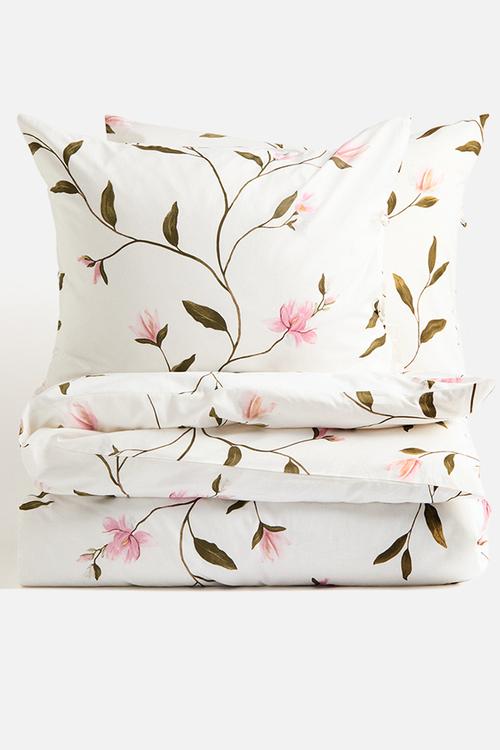 Cotton double/king duvet cover set - white/floral