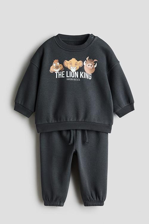 2-Piece printed sweatshirt set - dark grey/the lion king