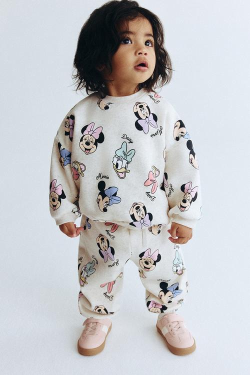 2-piece printed sweatshirt set - light beige/minnie mouse