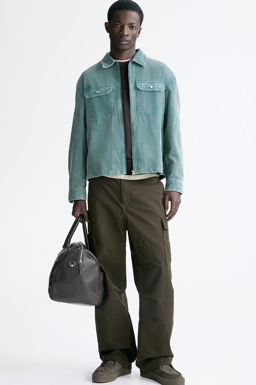 Relaxed fit cotton cargo trousers - dark khaki green