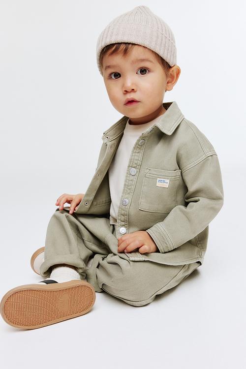 Cotton twill overshirt - light khaki green