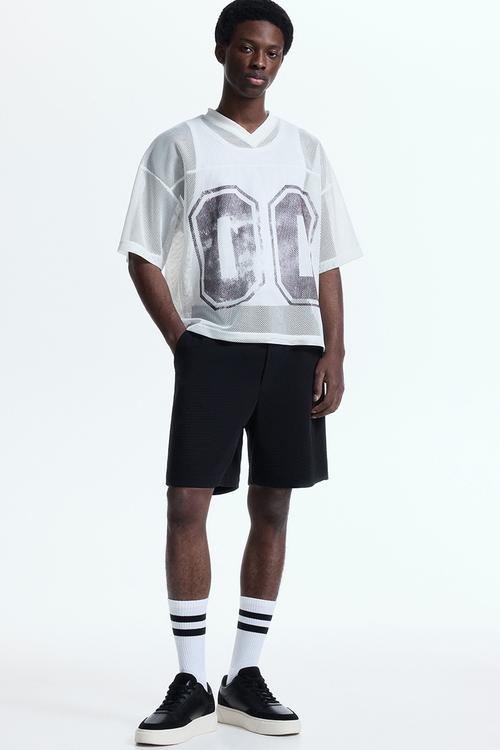 Textured jersey shorts - black
