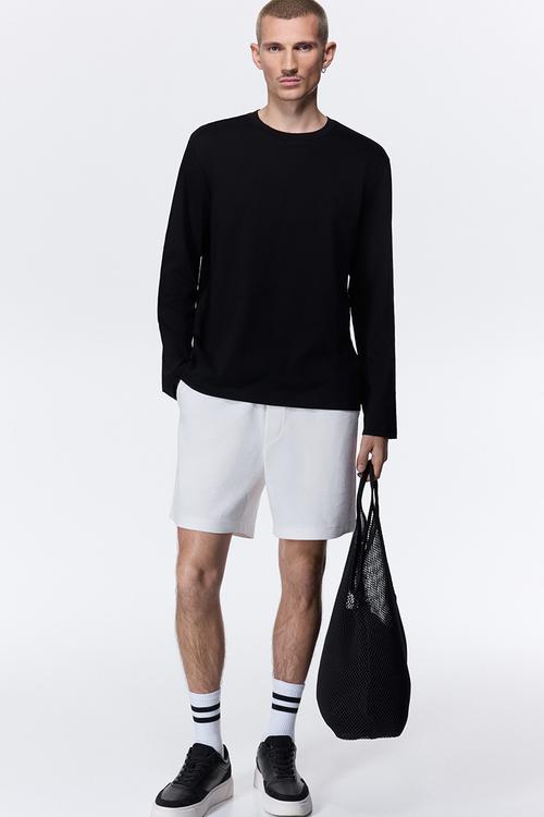 Textured jersey shorts - white
