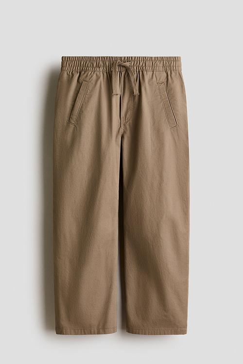 Loose-fit cotton twill joggers - khaki beige