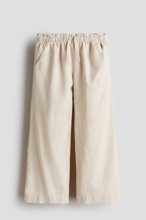 Linen-blend trousers - beige