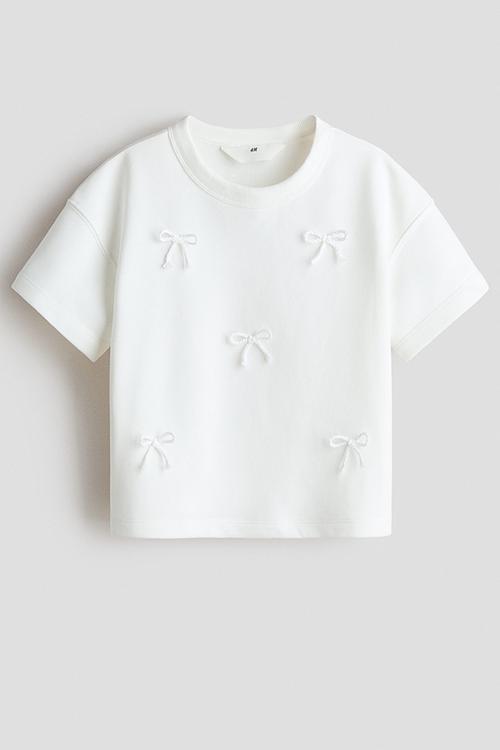 Motif-detail T-shirt - white/bows