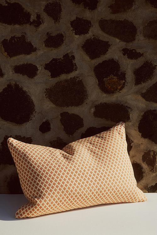 Outdoor cushion cover - orange/patterned