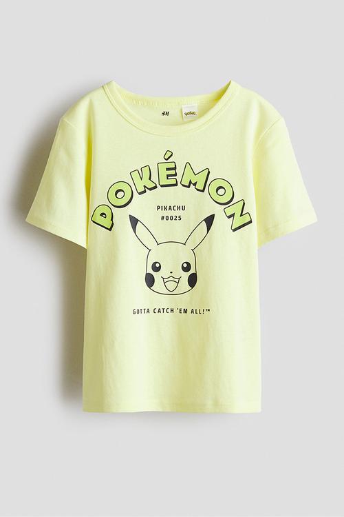 Printed cotton T-shirt - yellow/pokemon